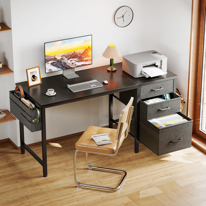 Coleshome Computertisch 120x48cm mit 3 Schubladen - Schwarz