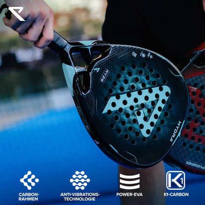 RYZE Hydra Padelschläger, 100 % Carbon, 365 g, mit Schutzhülle