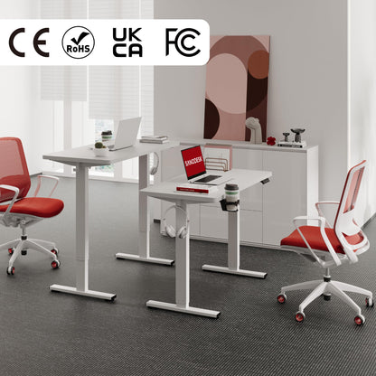 SANODESK Höhenverstellbarer Schreibtisch Elektrisch 110x54 cm weiss