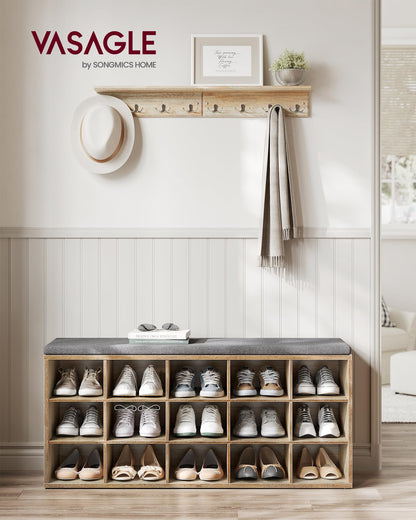 VASAGLE Schuhbank mit Kissen, 15 Fächer - LHS015T60
