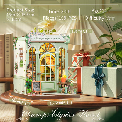 CUTEBEE Book Nook Kit Champs-Élysées Florist, 3D-Holzpuzzle, 199 Teile