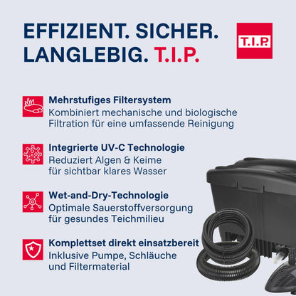 T.I.P. Teichaussenfilter-Set WDF 10000 UV 11 mit Pumpe, 10.000 l
