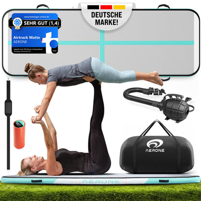 AERONE Airtrack Turnmatte aufblasbar für Gymnastik 4m - Mint