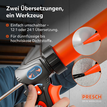 Presch Kartuschenpresse Beutelpresse – 600ml Umschaltbar 24:1