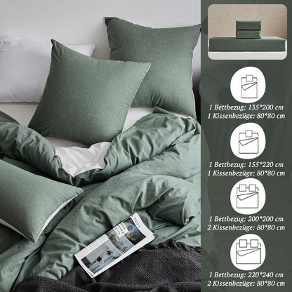 SOULFUL Bettwäsche-Set - Baumwolle Salbei Grün 135x200 4-teilig