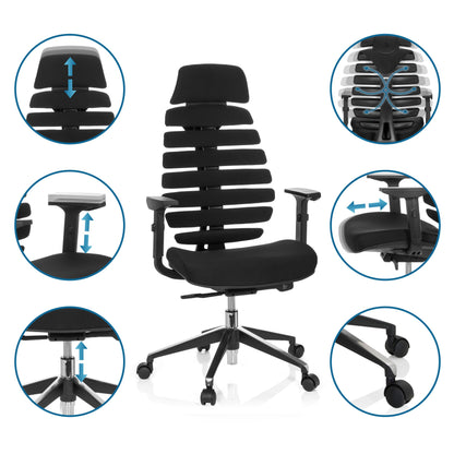 hjh OFFICE Ergo LINE II PRO Ergonomischer Bürostuhl Stoff Schwarz