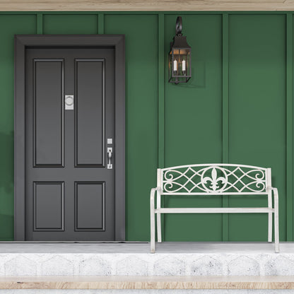Relaxdays Fleur de Lis Gartenbank - 2-Sitzer weiss-Bronze