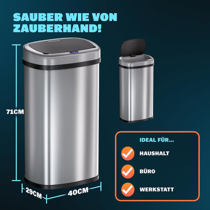 Monzana Sensor Mülleimer Küche 58 L Automatik - Silber
