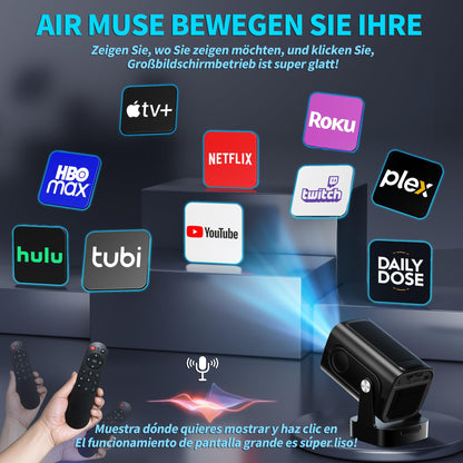 Mini Beamer 4K Android Projektor 2026 Modell – 270° drehbar, schwarz