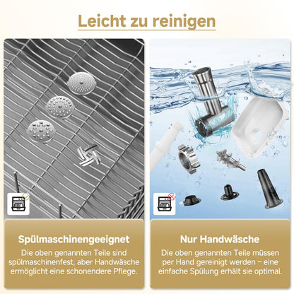 AMZCHEF Elektrischer Fleischwolf Wurstmaschine - inkl. 3 Lochscheiben