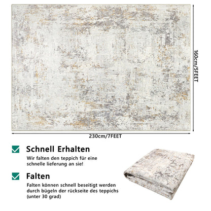 Capslpad Abstrakt Beige Wohnzimmer Teppich - Kurzflor 160x230cm