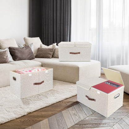 TYEERS Aufbewahrungsbox mit Deckel, faltbar, 55x33x30 cm, 2er-Set