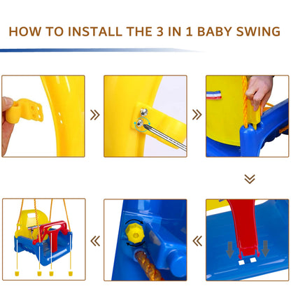 KINSPORY Kinderschaukel 3-in-1 Babyschaukel mitwachsend Dunkelblau