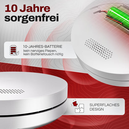 ALPENLUFT Rauchmelder Brandmelder Flach 10 Jahre Batterie - 3er Set