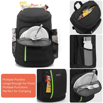 TOURIT Kühlrucksack 28L, leicht, mit Flaschenöffner, schwarz