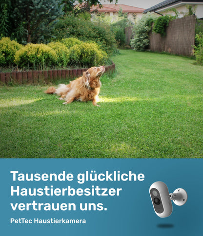 PetTec Cam Free Outdoor Hundekamera - wetterfeste WLAN-Kamera mit Akku