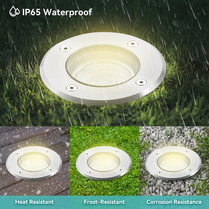 Goodia 4er Set Bodeneinbaustrahler Aussen GU10 IP67 Schwenkbar Rund