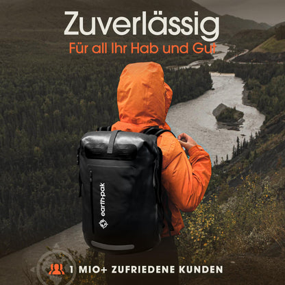 Earth Pak Summit wasserdichter Rucksack 55L schwarz inkl. Handyhülle