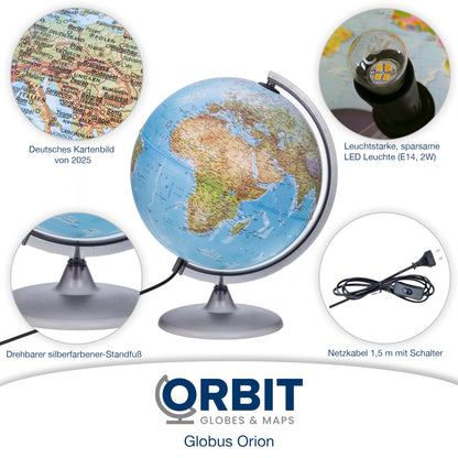 ORBIT GLOBES & MAPS Leuchtglobus 30 cm mit LED-Beleuchtung, deutsch