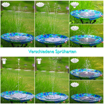 AISITIN Solar Springbrunnen 6,5W mit LED, Akku und 9 Düsen
