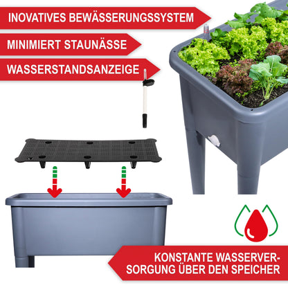 Onbest Hochbeet Frühbeet mit Abdeckhaube und Wasseranzeige, Grau