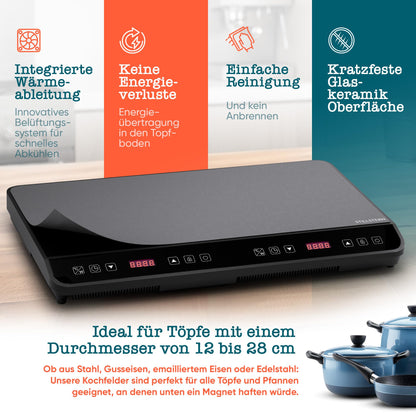 Stillstern ChefKoch Xtreme Duo Doppel-Induktionskochfeld 3600 W