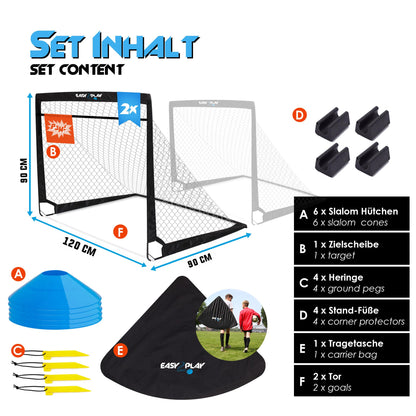 EASY2PLAY PRO Fussballtore für Kinder, 2er Set faltbar mit Zielscheibe
