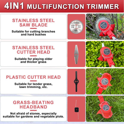 Akku Rasentrimmer Freischneider – 21V Set, 2 Akkus, 4 Messertypen