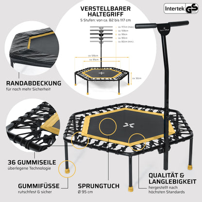 SportPlus Fitness Trampolin Indoor Haltestange Gummiseil 130kg