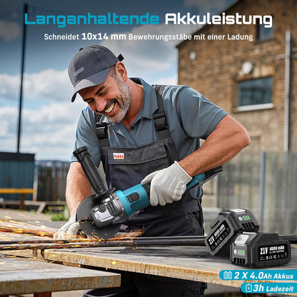 SEESII Akku Winkelschleifer AG0200 125 mm bürstenlos Set mit 2 Akkus