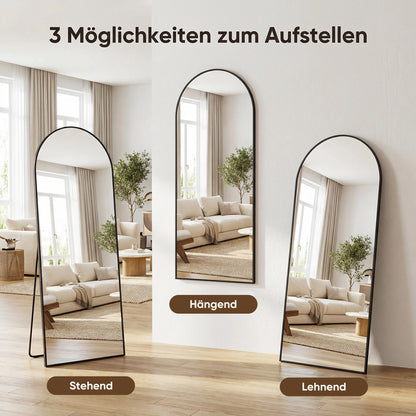 Antok Ganzkörperspiegel 180x68 cm, gewölbter Standspiegel, schwarz