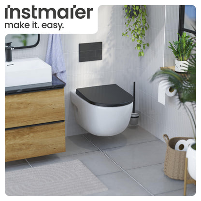 instmaier Helma WC-Sitz aus Duroplast, Absenkautomatik, D-Form, schwar