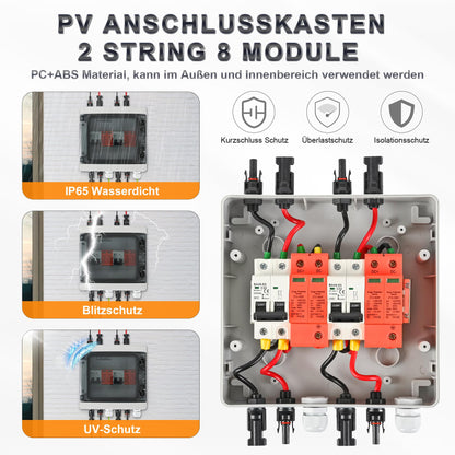 Warmfay Überspannungsschutz PV DC 1000V 32A, 2 String, IP65