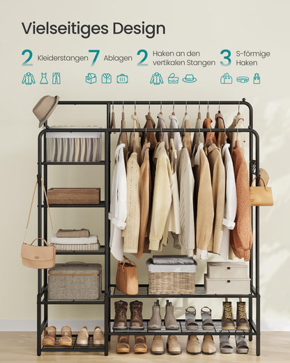 SONGMICS Kleiderständer HSR183B01, offener Kleiderschrank, schwarz