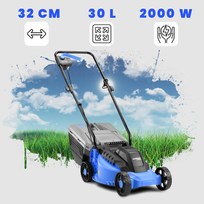 KANWOD KGALM-1232 Elektro Rasenmäher - 1200W, 32 cm Schnittbreite