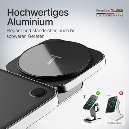 TEGLER MagSafe Ladestation Aluminium für iPhone, Apple Watch & AirPods