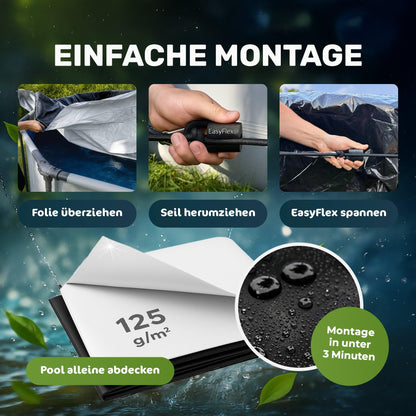 Folienkönig® Solar-Poolabdeckung EasyFlex – 6x6m für ø420-520cm