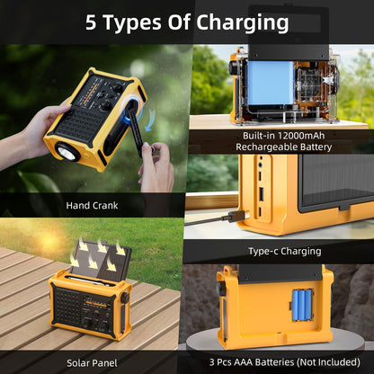 Mesqool CR1030 Solar-Kurbelradio, AM/FM Notfallradio mit Powerbank