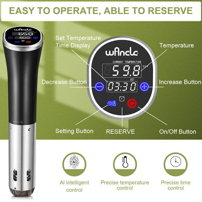 Wancle Sous Vide Garer Stick 1100W – Präzisionszirkulator IPX7