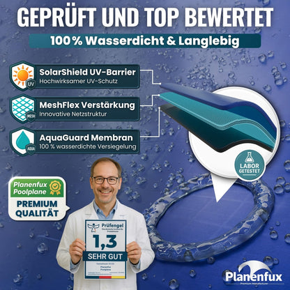 Planenfux® Poolabdeckung rund Ø 450 cm - 2-in-1 Solarplane