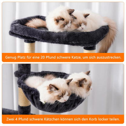 Heybly HCT025G Mehrstöckiger Katzenkratzbaum - 173cm Rauchgrau