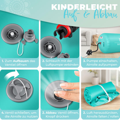 KESSER Airtrack Airrolle aufblasbar mit Luftpumpe & Tragetasche