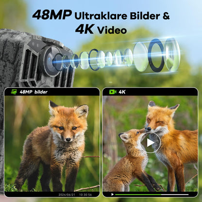 DEATTI Wildkamera 4K 48MP HD WLAN mit App Steuerung