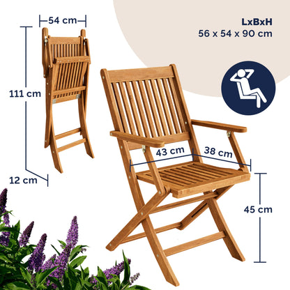 Casaria Sydney Gartenstuhl – Akazienholz klappbar 4er Set