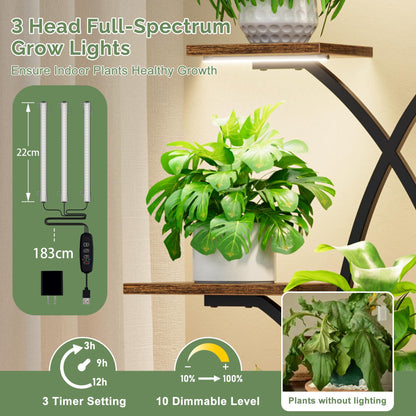 BACEKOLL Pflanzenregal mit Wachstumslicht – 8 Ebenen, 158cm, Schwarz