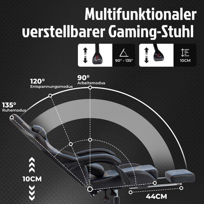 WOTSTA Gaming Stuhl Ergonomisch mit Fussstütze - Blau