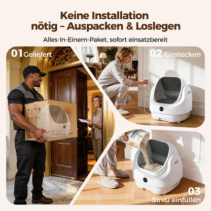 Ellenpent Katzenklo selbstreinigend offen – elektrische Katzentoilette