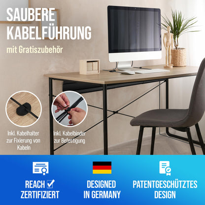 2GOODz Kabelkanal Schreibtisch ausziehbar 84–122 cm, schwarz
