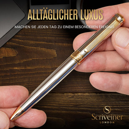 Scriveiner Kugelschreiber Silberchrom echt vergoldet, Schmidt-Mine