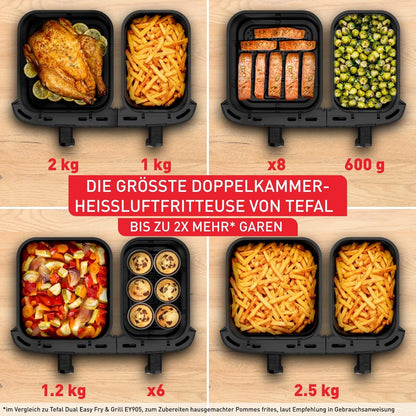 Tefal Dual Easy Fry XXL Heissluftfritteuse - 11L Grau EY942BE0